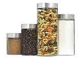 4-Piece Callista Glass Canister Set with Stainless Steel Lids