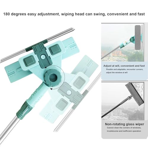Escobilla de microfibra para ventanas altas con mango ergonómico y cabezal giratorio multiusos 8