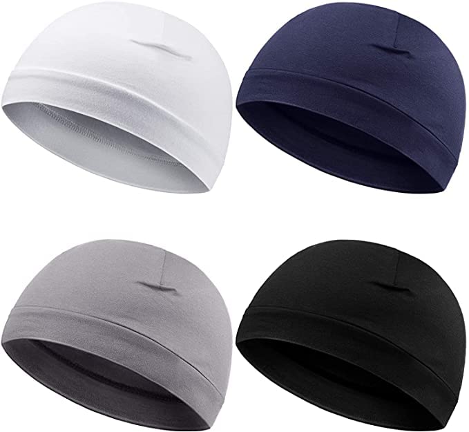 4 Pieces Men Skull Caps Beanie Sleep Hats Stretchy Helmet Liner Rider Cap Multifunctional Headwear for Men-image-31
