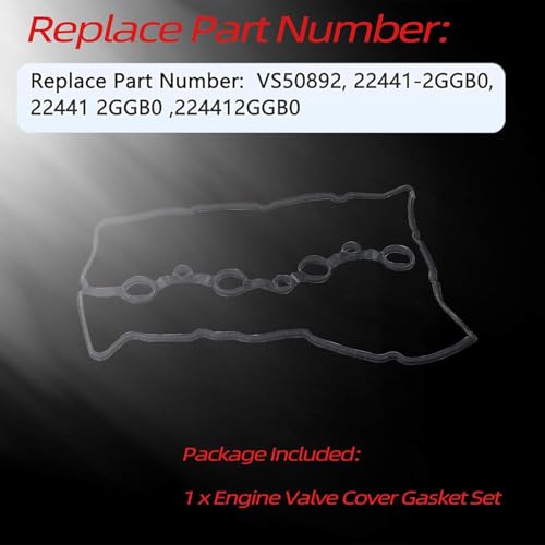 Image of 22441-2GGB0 Valve Cover Gasket Set | Hyundai Sonata Santa Fe Kia Optima Sorento, 2015-2020, 2.0L 2.4L L4 Engine, Replaces OE 224412GGB0 VS50892