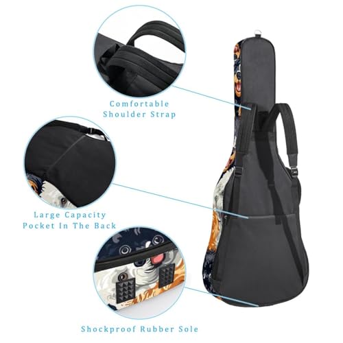 Housse guitare basse et électrique 104 cm imperméable avec motif caniche