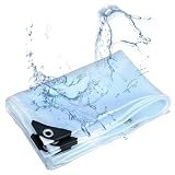 PIPRE - Waterproof Outdoor Tarpaulin with Eyelets - Frost, Rain and UV Resistant for Garden, Gazebo, Camping and Furniture - 220 g Transparent - 1.5 x 3.3 m