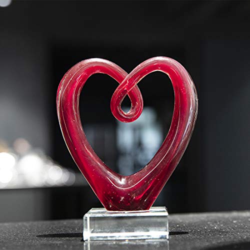 Escultura de cristal rojo en forma de corazón 5.4 pulgadas miniatura 6