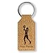 LaserGram Rectangle Keychain, Basketball Player Woman, Personalized Engraving Included (Cork)
