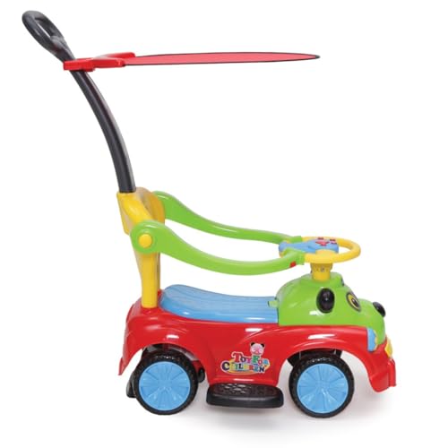 Moni Rutschauto, Rutscher Panda 3 in 1 mit Griff, Lehne, Bügel, Fußstütze, Sonnendach (Rot) – Bild 5