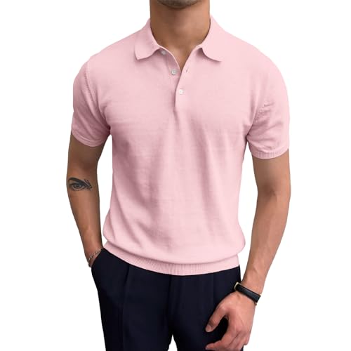 MioRoim Men's Polo Shirt Short Sleeve Knitted Poloshirt with 3 Buttons Summer Golf Shirts3
