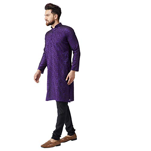 Sojanya (Since 1958 Men'S Jackquard Silk Only Long Kurta3