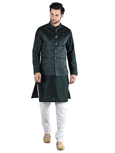 Image of Uri and MacKenzie Men's Silk Blend Kurta Pajama with Designer Ethnic Nehru Jacket /Modi Jacket