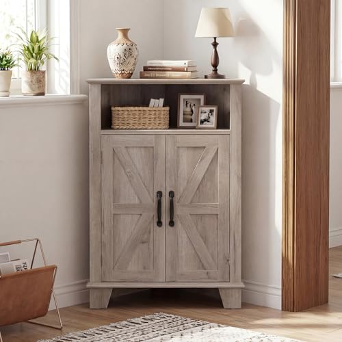 Giantex Bathroom Corner Storage Cabinet, Farmhouse Floor Storage Cabinet with