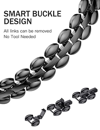 Wearlizer Kompatibel mit Fitbit Charge 5 Armband, verstellbares Premium Metall Fashion Frauen Ersatzarmband f&uuml;r Charge 5 Smart Watch Band, Schwarz