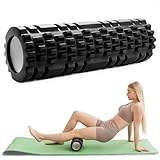 gexuamz Rouleau de Massage 30 x 9 cm, Foam Roller en Mousse EVA Haute Densité pour Massage Profond – Rouleau Portable pour Dos, Jambes, Cou, Idéal pour Maison, Salle de Sport, Yoga & Pilates, (Noir)