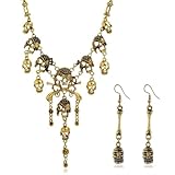 ZOSIGN Collar Calaveras, Collar Pirata, Conjunto de Collars Y Pendientes de Calavera, Collars de Calaveras, Collarss de Halloween, Ideal para Carnavales, Halloween Y Disfraces de Piratas