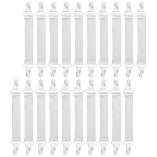 HOMOBABE 20 Piezas de Sujetadores de Sábanas Ajustables en Plástico Blanco para Mantener Las Sábanas Firmes y Ordenadas, Fáciles de Colocar y Quitar, Accesorios de Cama Prácticos