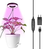 Qoolife Pflanzenlicht, LED Vollspektrum Wachstumslichter für Zimmerpflanzen, Höhenverstellbare Pflanzenlampen mit 3 dimmbaren Helligkeitsstufen, Zeitschaltuhr 3/9/12 Stunden, ideal für kleine Pflanzen