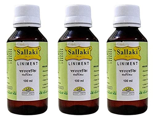 Image of Gufic Biosciences Sallaki Liniment Oil, 100ml - Pack of 3 - Joint, Back, Muscle Pain | Effective in Pain Management