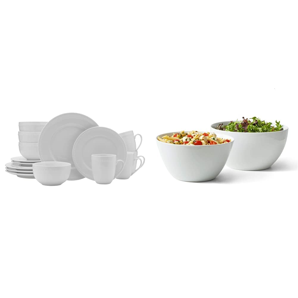 Everyday White by Fitz and Floyd Beaded 16 Piece Dinnerware Set