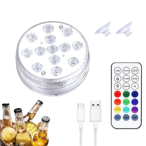 Éclairage subaquatique LED pour piscine - Éclairage subaquatique rechargeable | Télécommande aimantée, ventouses, éclairage multicolore pour , changement de couleur pour piscines, bassins et pi
