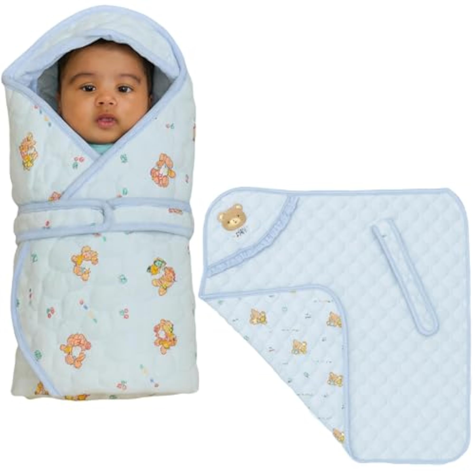 Hooded Quilted Wrapper for New Born Baby