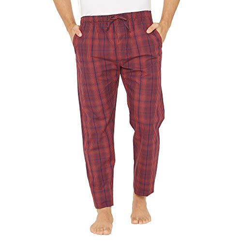XYXX Pyjama Checkmate à carreaux en coton super peigné pour hommes [Pack de 1] Taille élastiquée, cordon de serrage (grand - carreaux rouges et bleus)