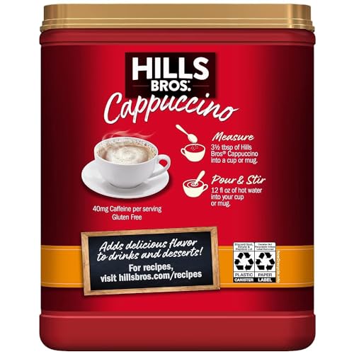 image for Hills Bros. Instant Cappuccino Mix, White Chocolate Caramel Cappuccino