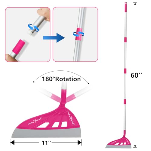 Image of AIr Broom Sweeper, Multifunction Replaceable Silicone Broom, Household Squeegee for Floor Cleaning, Bathroom, Pet Hair, Dog Broom Brush Set (Bright Pink)
