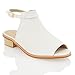 ESSEX GLAM WOMENS LOW HEEL SYNTHETIC LEATHER PEEP TOE SANDALS