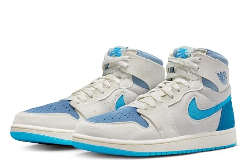 Nike Tênis masculino Jordan 1 High Zoom Air CMFT 2 Sail/DK Powder Blue-Blue Grey (DV1307 104), Vela/