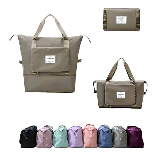 Large Capacity Foldable Travel Bag, Expandable lightweight Carry on Bag, Dry with Wet Separation Spor Duffel Bags