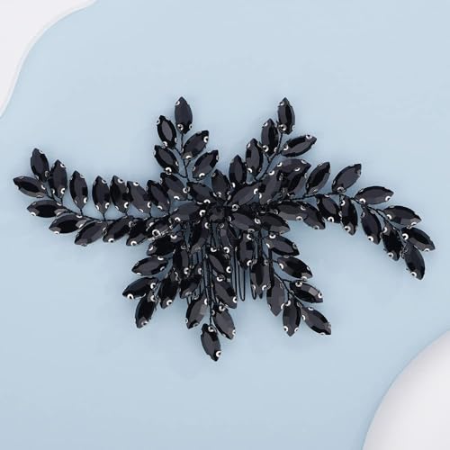 Peine para cabello con piedras negras, hecho a mano miniatura 1