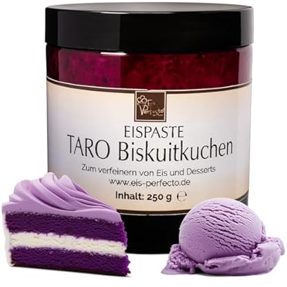 Taro Biskuitkuchen Eispaste │ fliederfarbenes Eisvergnügen │ MEGA GESCHMACK │ Pimpe deine Eis, Desserts, Getränke uvm mit einer extra Portion Geschmack auf │ Inhalt 250 g