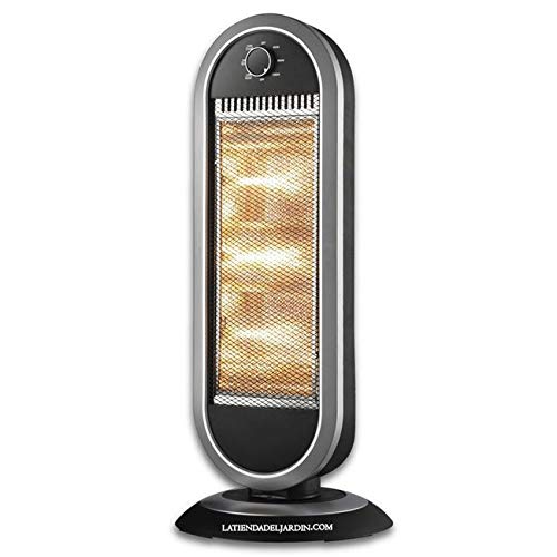 Suinga ESTUFA HALÓGENA OSCILANTE con tres ajustes de temperatura 400-800-1200 W. Color Negro Cover