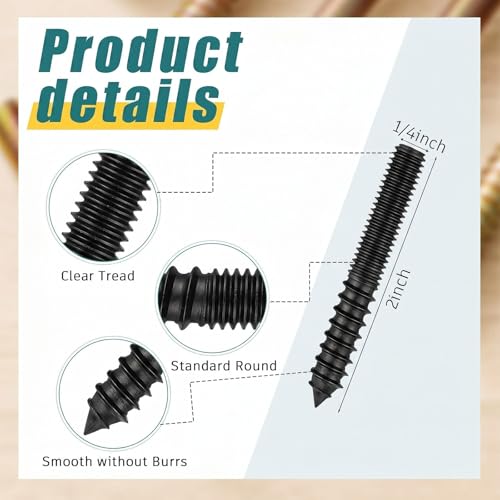 Image of Hicarer 20 Pack 1 /4-20 x 2 Inch Hanger Bolts with Driver Bit