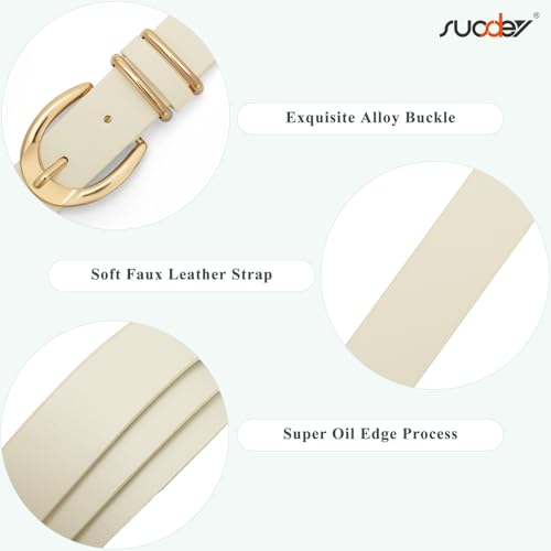 SUOSDEY Women Leather Belts for Jeans Pants Dresses Leather Belts with Metal Buckle4