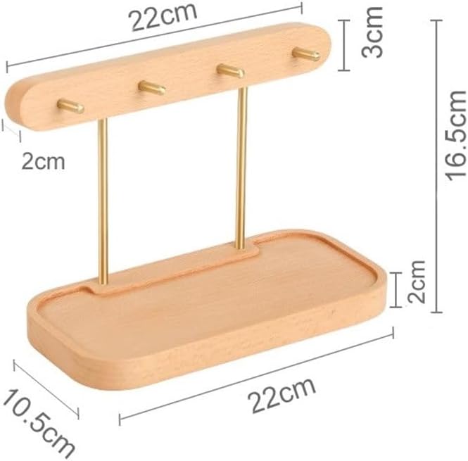 キースタンド 玄関デスクトップフックキートレイ木製玄関キーホルダー