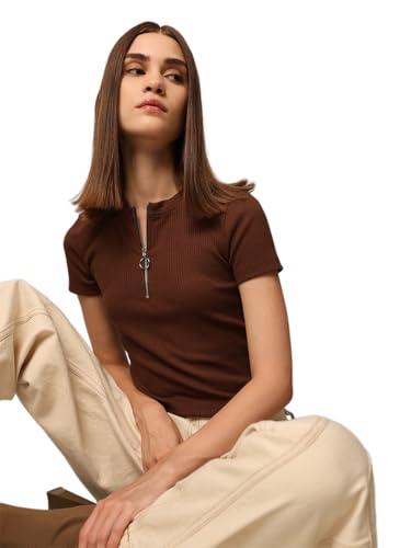 Image of ONLY Women's Cotton Solid Regular Fit T-Shirt