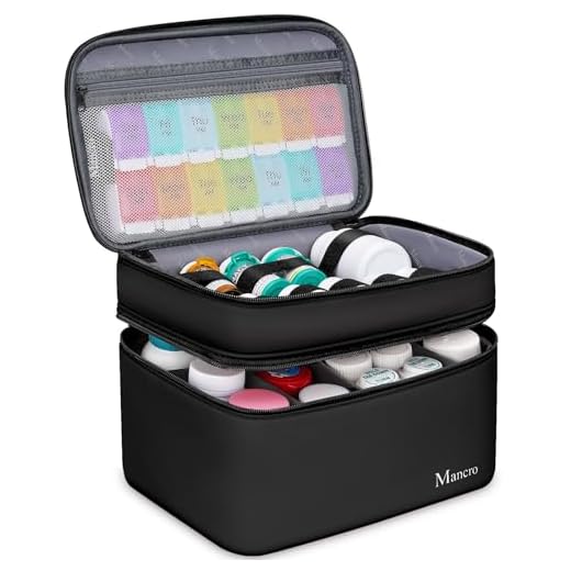 Mancro Dual Layers Medicine Organizer Bag with Lockable Zipper