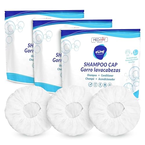 MedVance No Rinse Shampoo Cap, Rinse Free Shower Cap that Shampoos & Conditions, Elderly Care Products, Bedridden Patients, PH Balanced & Hypoallergenic, 3 Pack