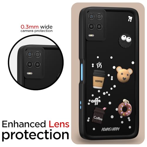 Image of Pikkme Back Cover for Realme 9 5G / 8s 5G / 8 5G / Narzo 30 5G | Cute Fun Cartoon 3D Bear Silicone Full Body Protection Bumper Case (Black)