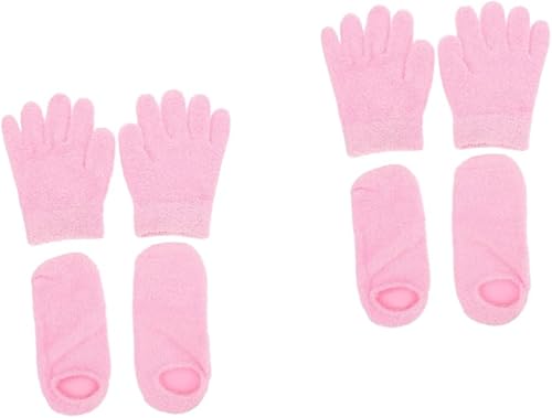 Beavorty 4 pares de gel Kit de cuidado de loción calcetines de manos agrietadas guantes de humedad guantes de belleza spa guantes de spa guantes de