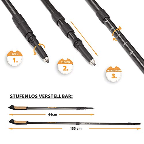 Muawo Premium Nordic Walking Stöcke aus Carbon für Wanderungen