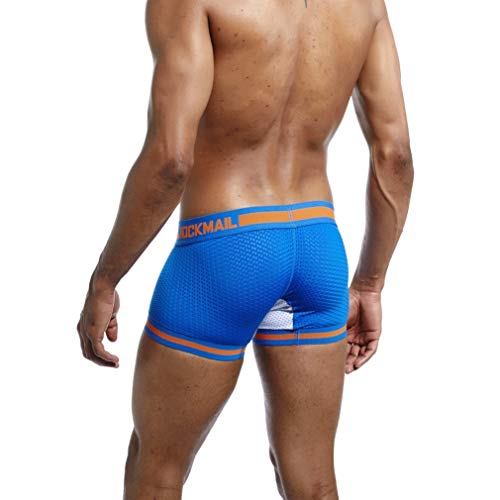 JOCKMAIL 2019 Ropa Interior Masculina Boxers Troncos de Hombre Pantalones Cortos Respirable Entrepierna Calzoncillos de algodón para Hombre (L, Azul)