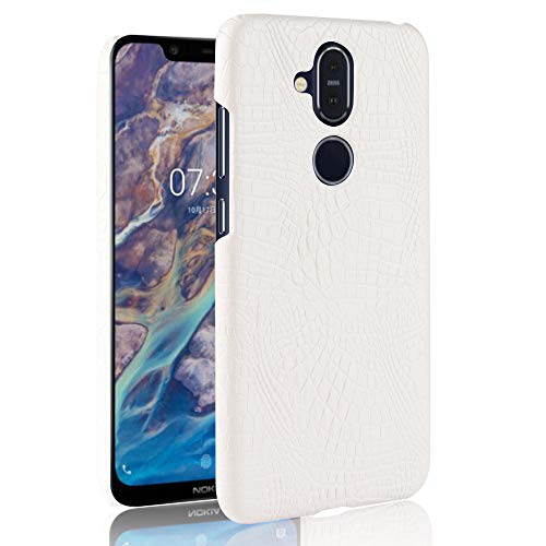Compatible con Nokia 8.1 / X7 Funda,Funda Protectora para teléfono 2 en 1 (PC+Piel) White