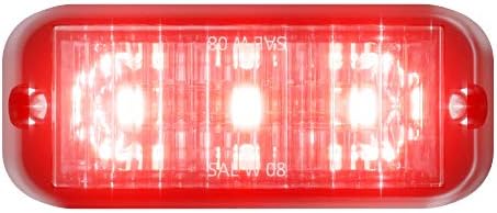 Abrams SAE Class-1 Edge 3 Series [Red] 9W - 3 LED Volunteer Firefighter POV Vehicle Truck LED Grille Light Head Surface Mount Strobe Warning Light