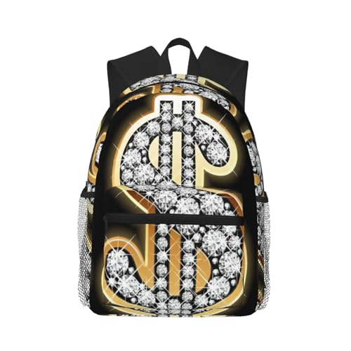 Sac à dos de voyage classique Dollar Gold imperméable pour ordinateur