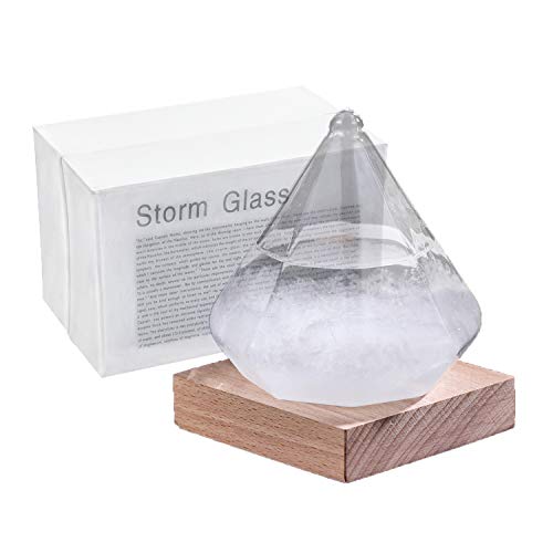 FOVIUPET Storm Glass Weather Forecaster,Water Diamond Storm Glass, Weather Station Liquid Barometer Weather Predictor, Stylish Creative Desktop Decorative Bottle (S)