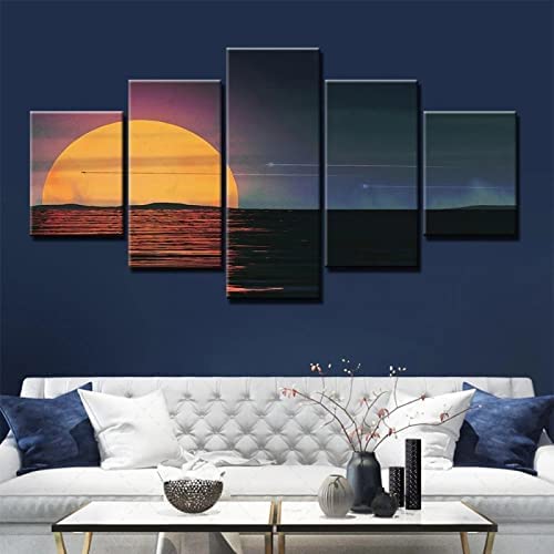 Tableau paysage de lune de nuit avec cadre pour decorer un bureau