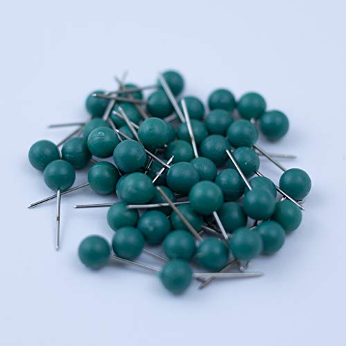Image of Push Pin Tacks for Photo Wall, Whiteboard, Cork Board, Map, Bulletin Board, Office or Home | 5 mm Head, 11 mm Point | Designed in The USA | Dark Green, Pack of 50