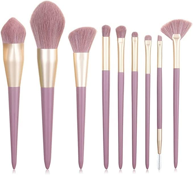 G MALL Makeup Brushes Set 9 Pcs Professional and Everyday Makeup Brushes Set with Case in Light Purple Synthetic Vegan Bristles Brushes for Foundation For Effortless Diffused Look (Taro Purple, 9 pcs)