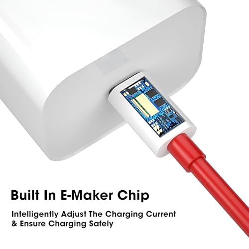 Image of Oneplus Original Type C to C Cable 65W Dash,Warp,SuperVooc Charging Data Cable Type-C [10V /6.5A] Compatible with One Plus 11 /11R 5G /10R /10T /9 /9R /9 Pro /9RT /8T Nord, USB-C Charger Adapter, Red