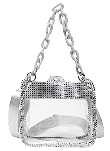 Image of Clear Evening Purses Mini Clutch Bags Women's Crossbody Rhinestone Handbags Shiny Shoulder Bag